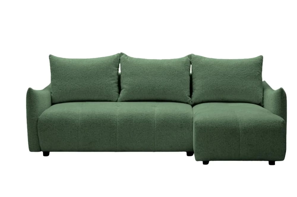 Canapé d'angle convertible tissu chenille 4 places Vert