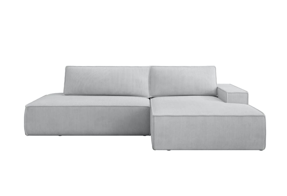 Canapé d'angle convertible velours côtelé - Gris clair - Gauche