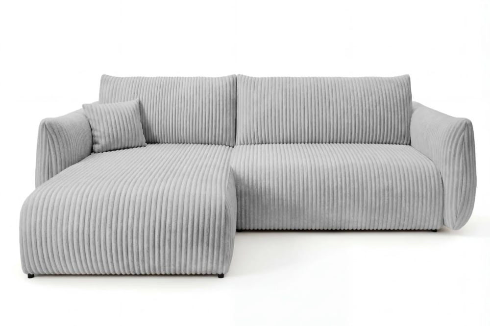 Canapé d'angle convertible velours côtelé 4 places Gris clair