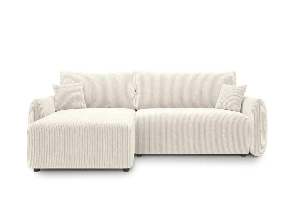 Canapé d'angle convertible velours côtelé 4 places Beige