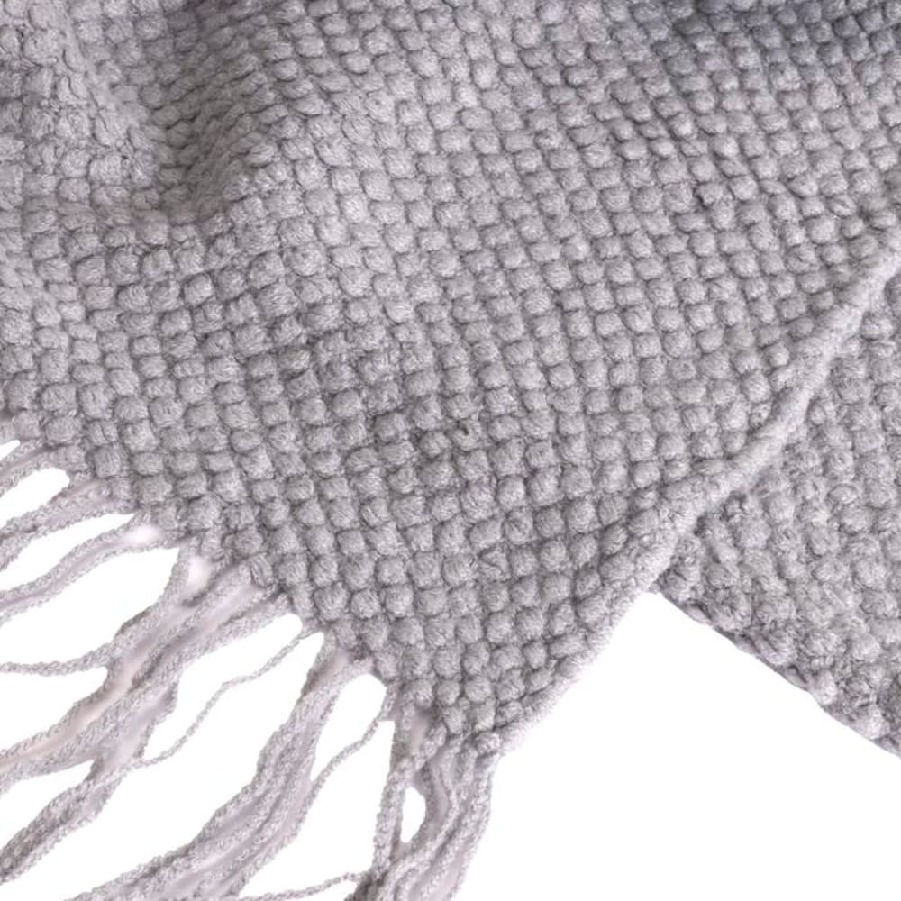 Couverture plaid texturée gris clair avec franges 130x170 cm