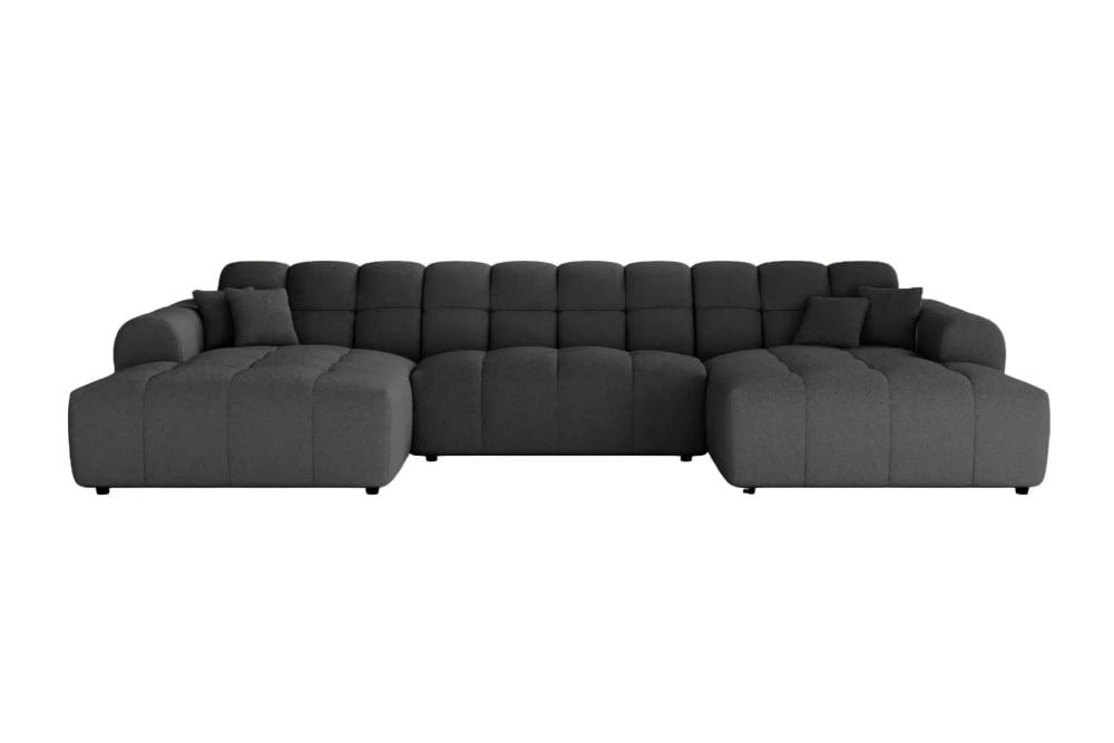 Canapé panoramique tissu bouclette 5 places Noir