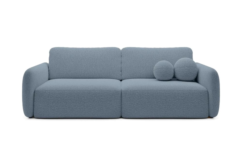 Canapé droit convertible tissu bouclette 3 places Bleu