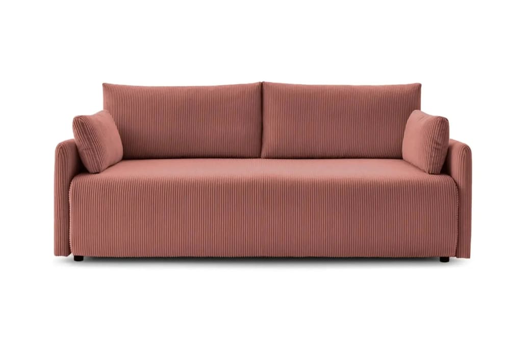 Canapé droit convertible velours côtelé 2 places Rose