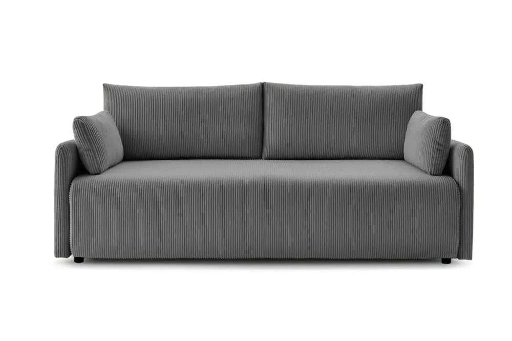 Canapé droit convertible velours côtelé 2 places Gris foncé