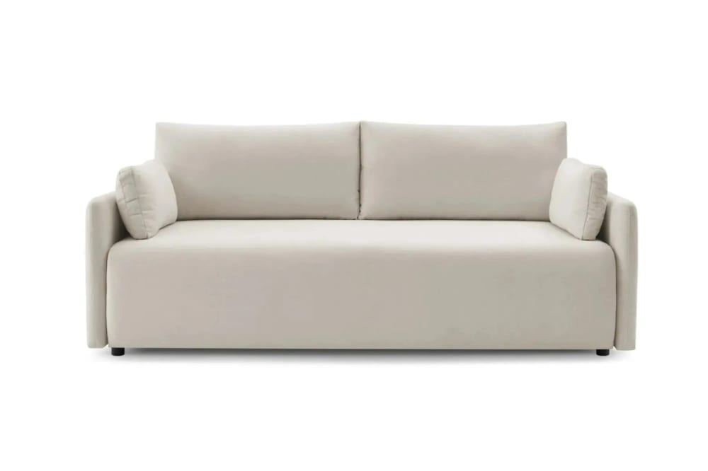 Canapé droit convertible tissu lisse 2 places Beige