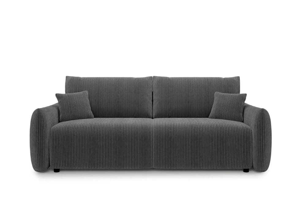 Canapé droit convertible velours côtelé 3 places Gris foncé