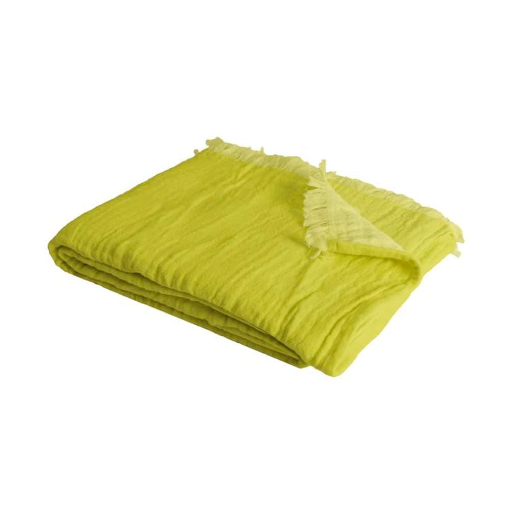 Couverture plaid en coton vert avec franges 130x170 cm