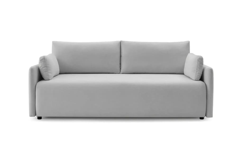 Canapé droit convertible tissu lisse 2 places Gris clair