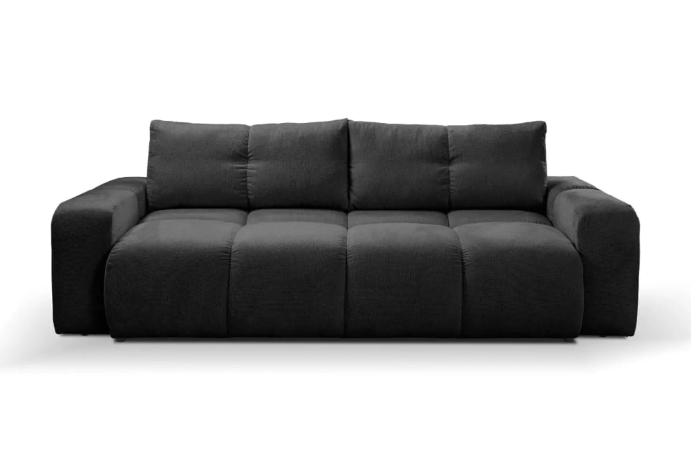 Canapé droit convertible tissu chenille 4 places Noir