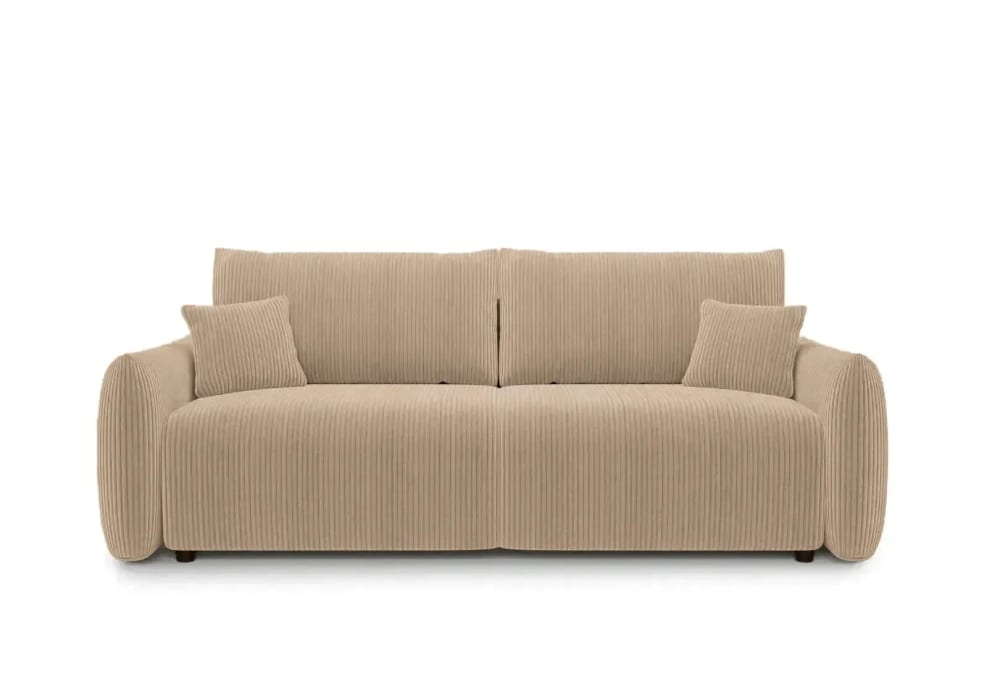 Canapé droit convertible velours côtelé 3 places Café