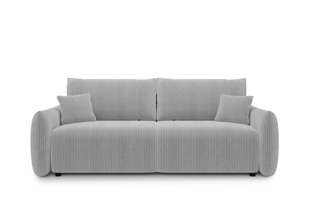 Canapé droit convertible velours côtelé 3 places gris clair