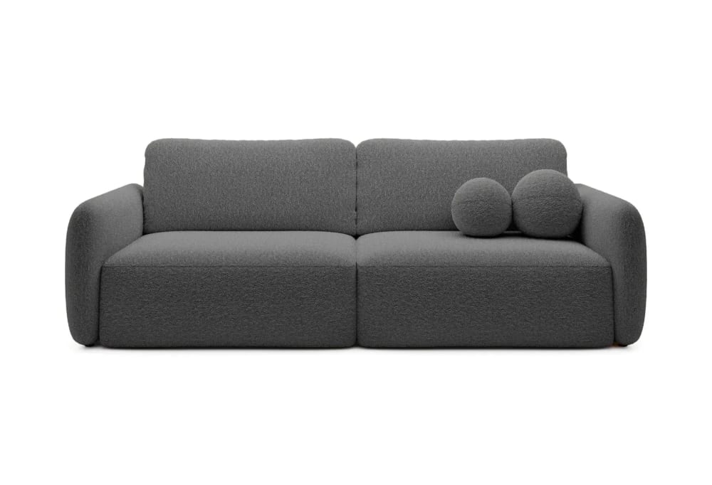 Canapé droit convertible tissu bouclette 3 places Gris foncé