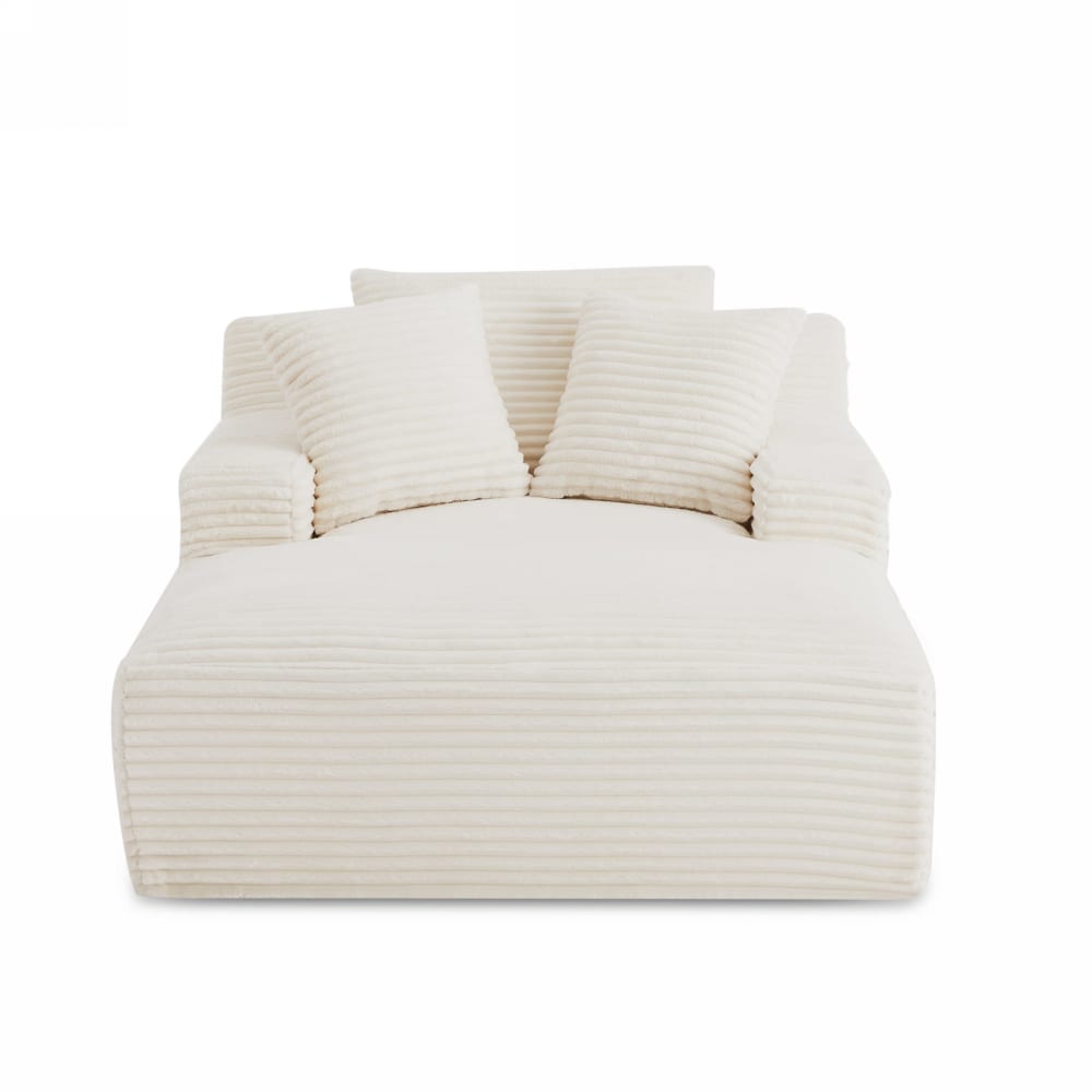 Canapé profond droit et compressé velours côtelé 1 place beige