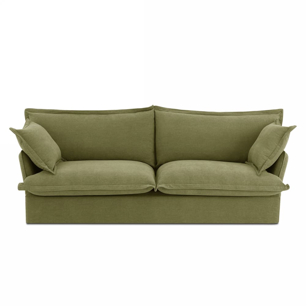 Canapé droit tissu déhoussable 3 places vert