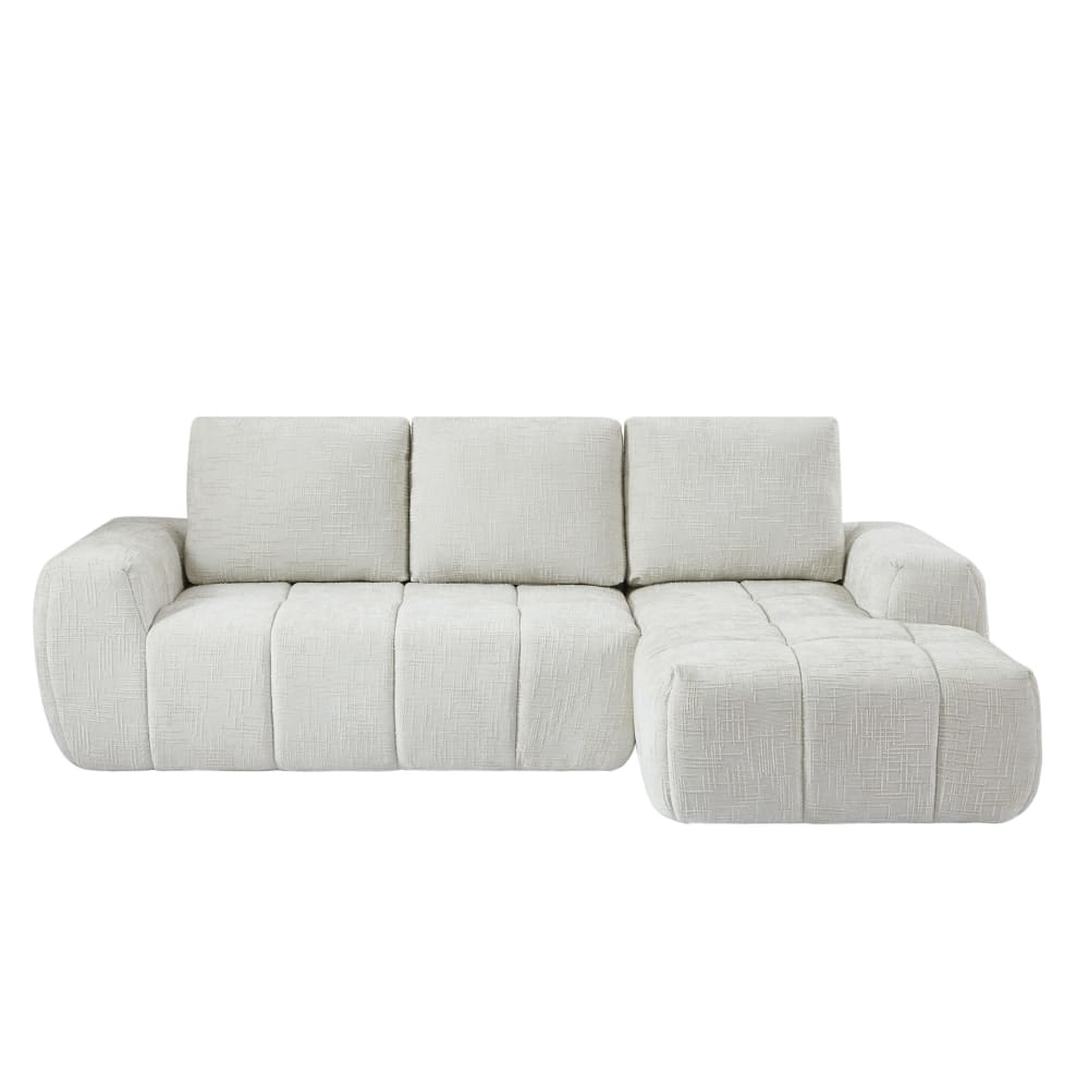 Canapé d'angle droit tissu 4 places beige