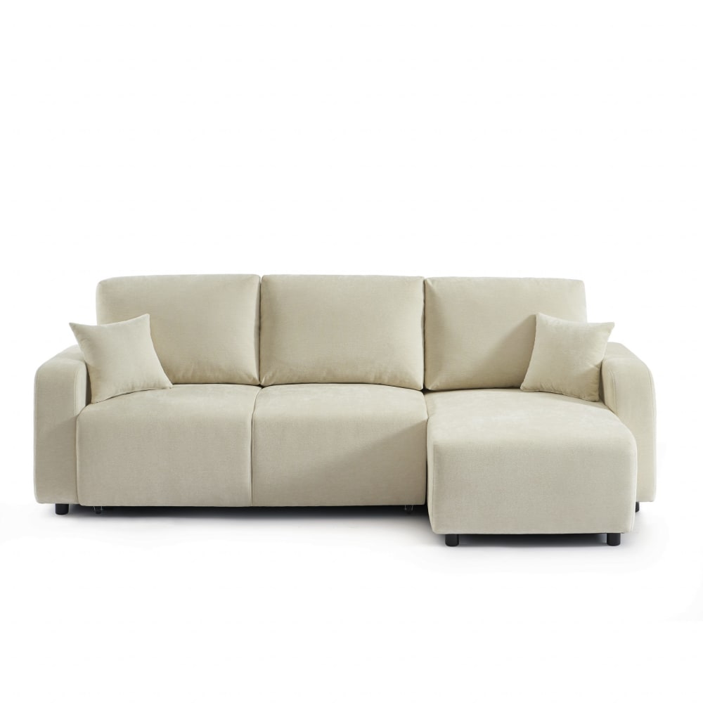 Canapé d'angle réversible convertible tissu 4 places beige