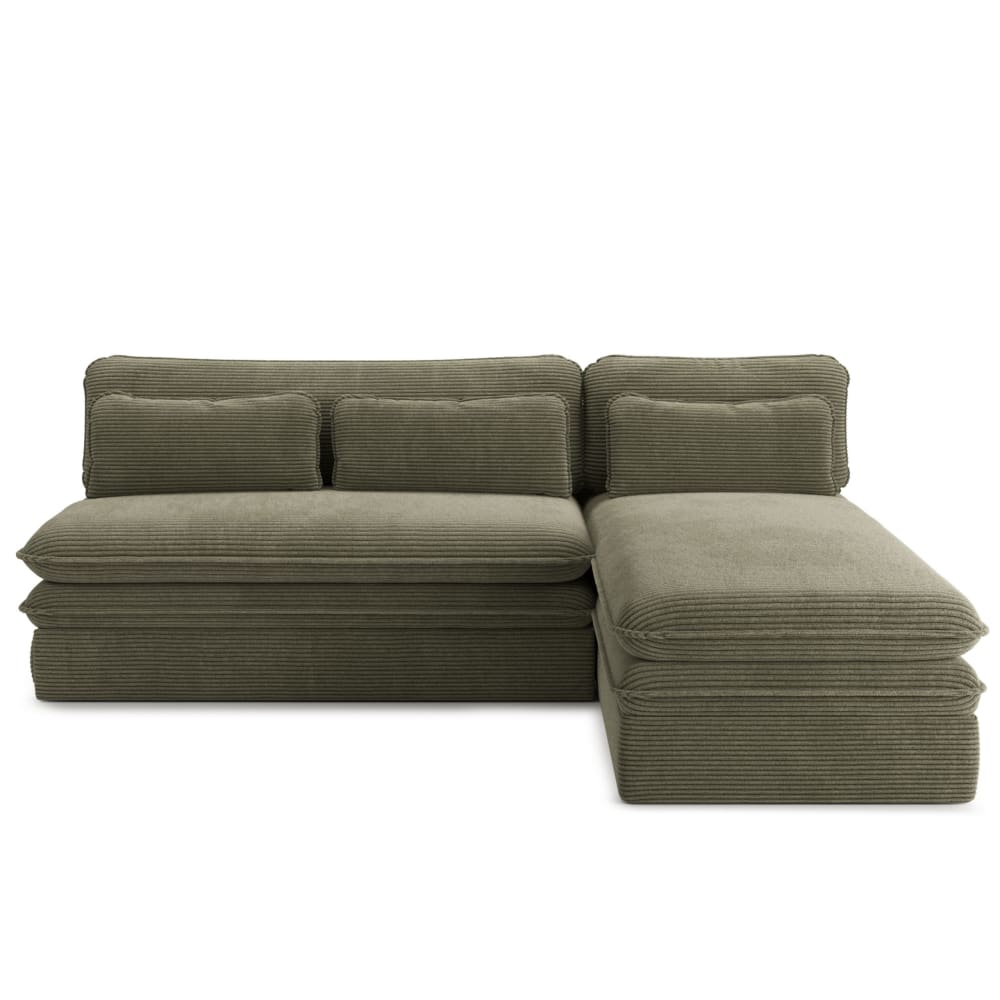 Canapé d'angle réversible convertible velours côtelé 4 places vert