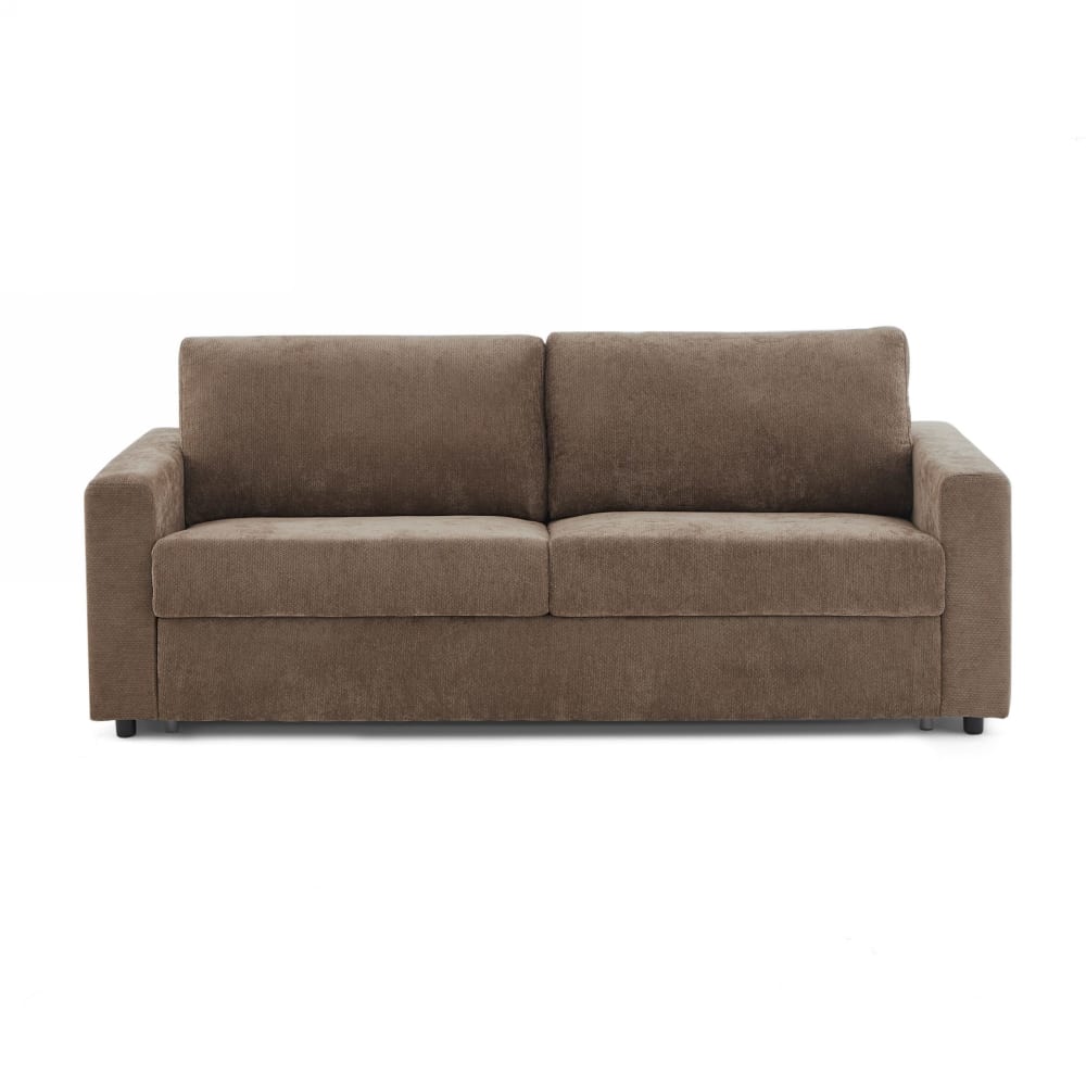 Canapé droit convertible tissu 4 places marron