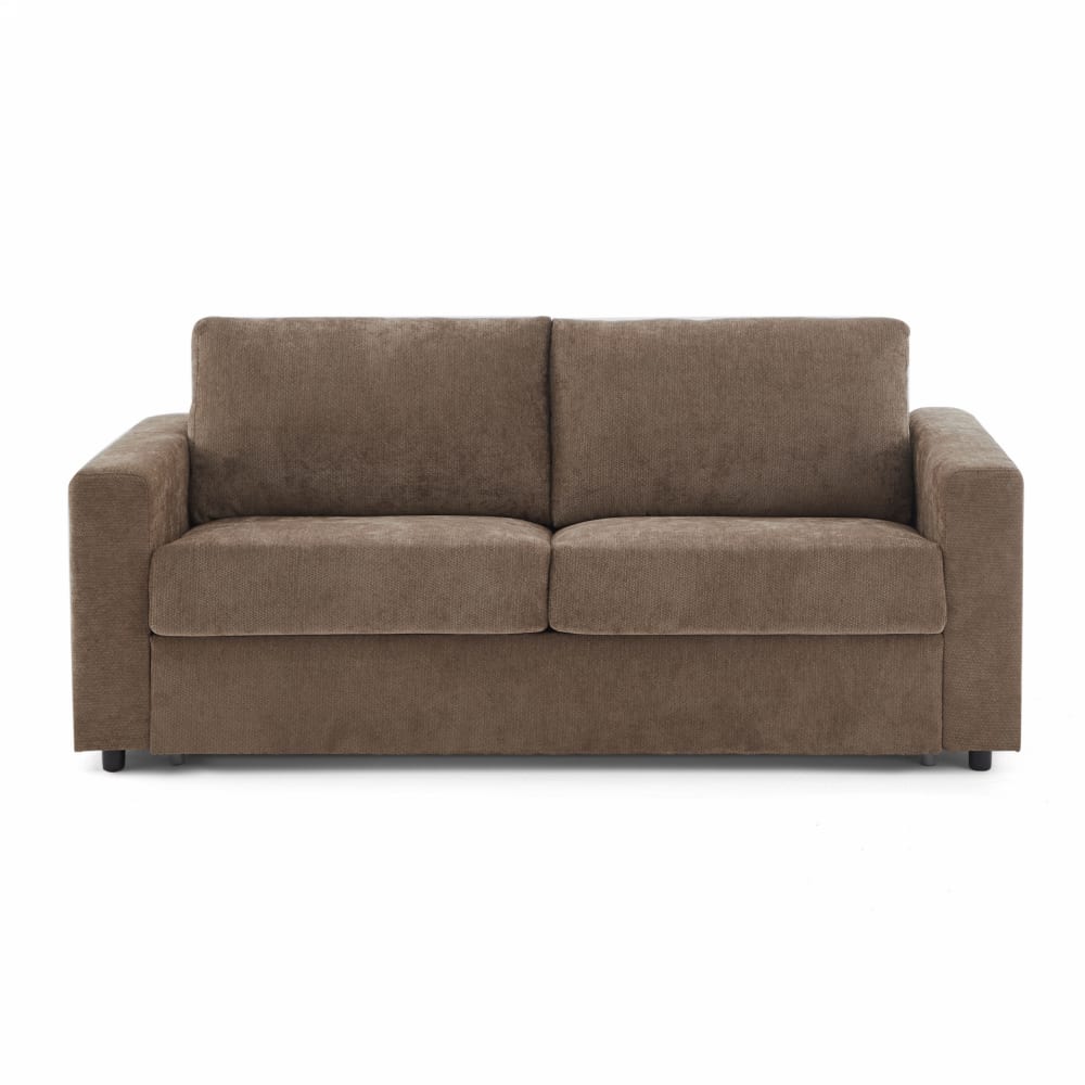 Canapé droit convertible tissu 3 places marron