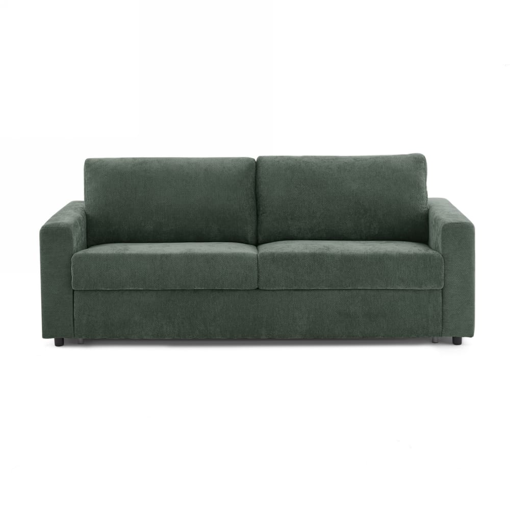 Canapé droit convertible tissu 4 places vert