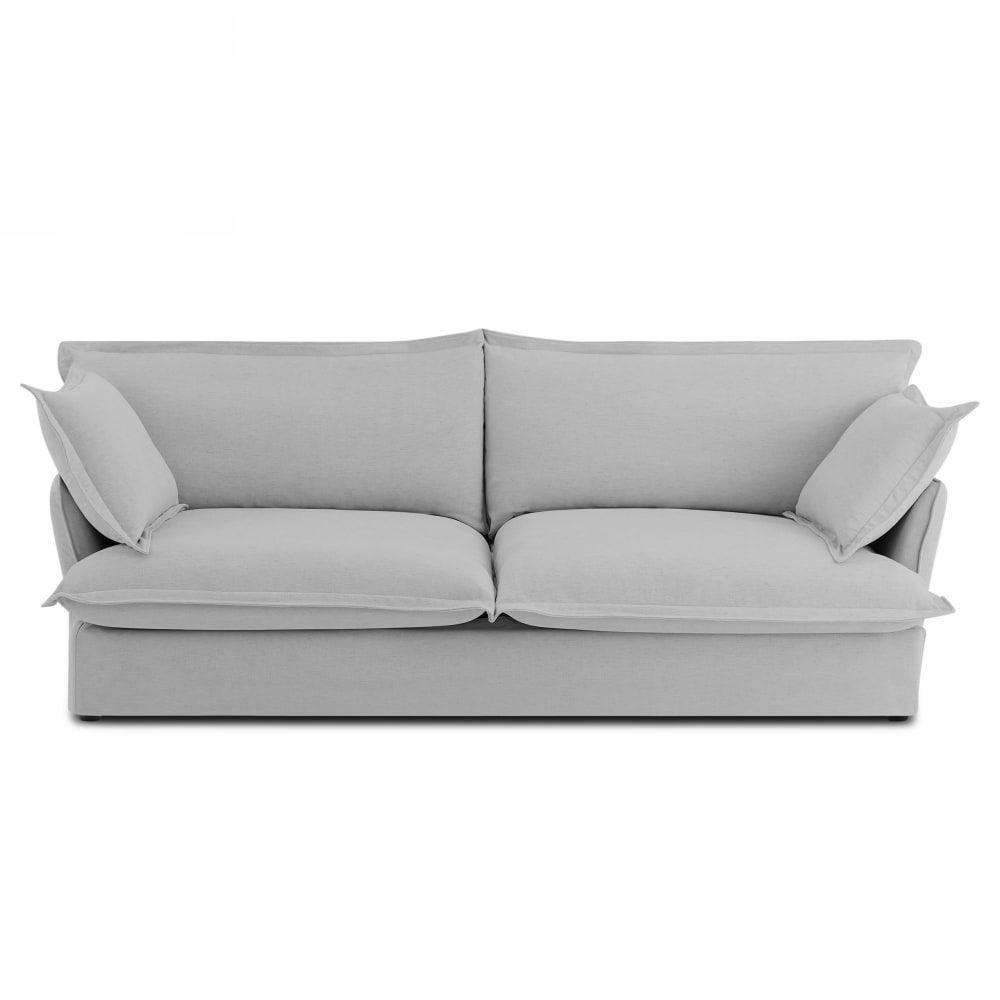 Canapé droit tissu déhoussable 3 places gris