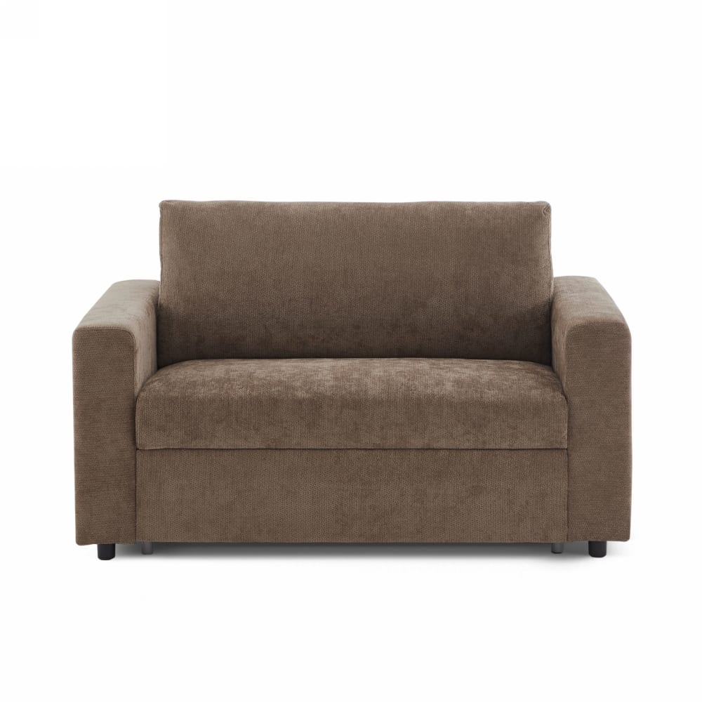 Canapé droit convertible tissu 2 places marron