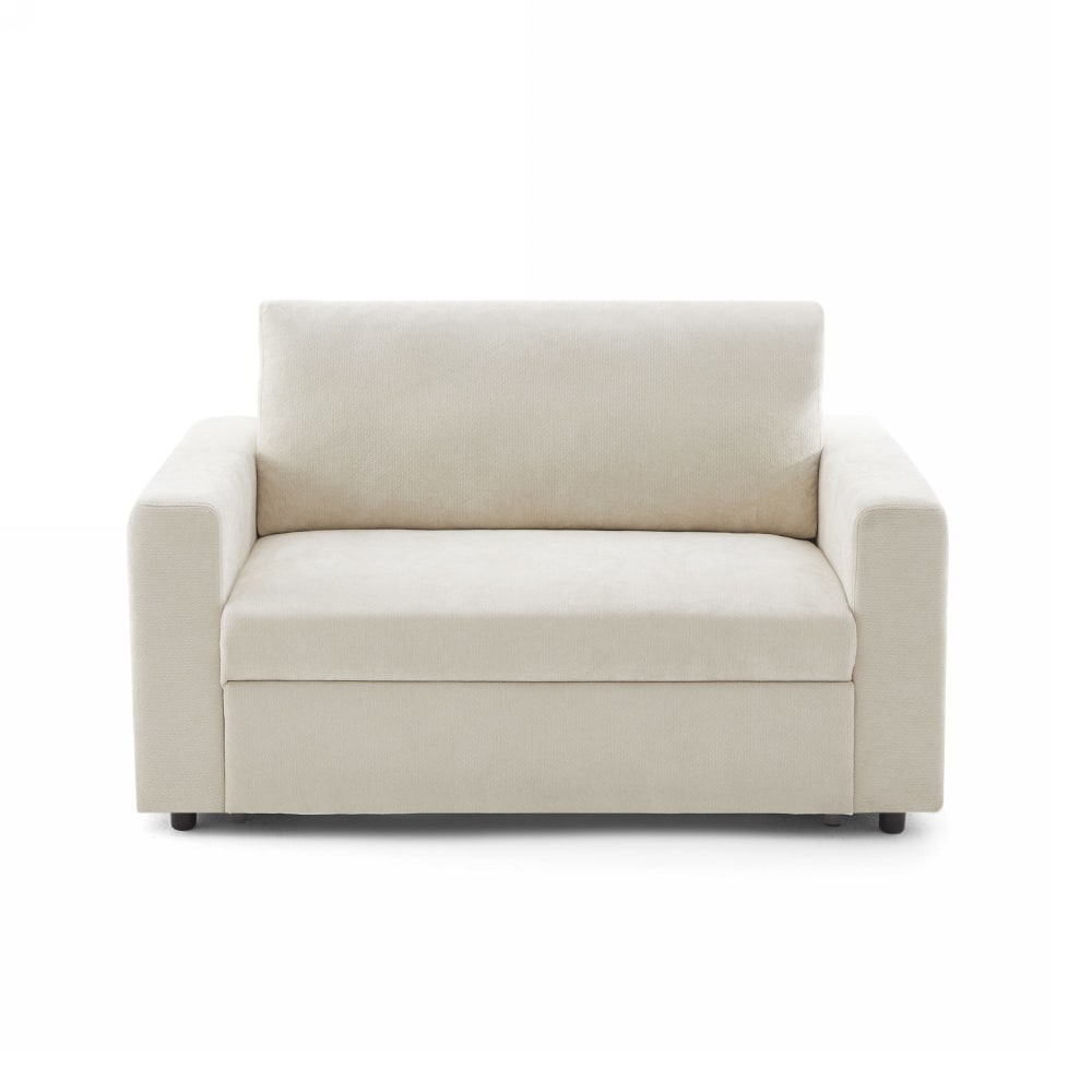 Canapé droit convertible tissu 2 places beige