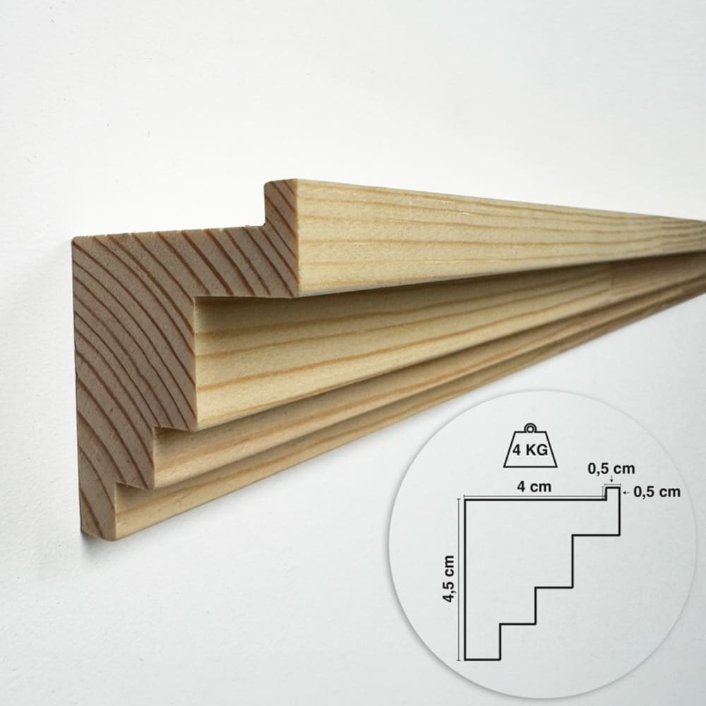 Kit de 2 étagères murales en bois - pin massif - prêt à coller — vue 4