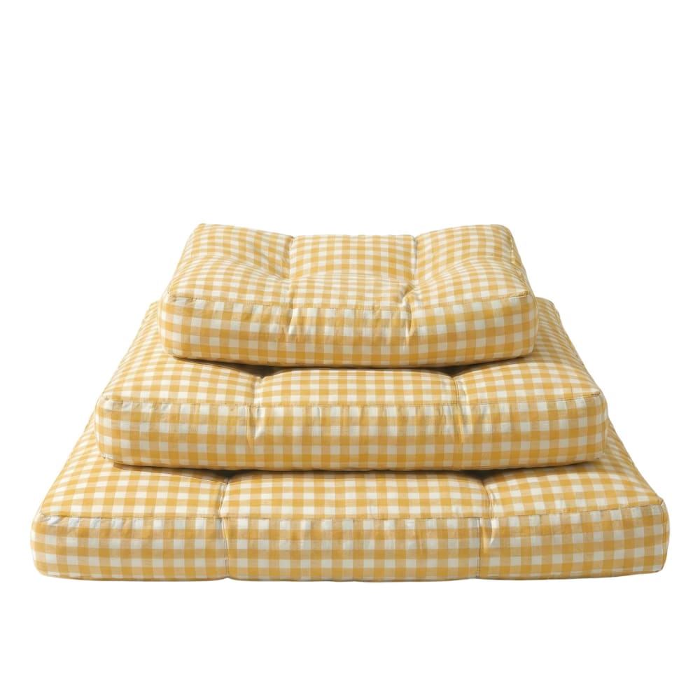 Cama para perros y gatos de algodón antimanchas amarillo 90x70x12 cm