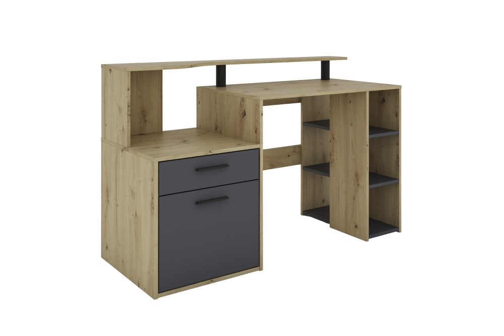 ByLiving Schreibtisch, Artisan Eiche (Eiche-Optik), B 140, H 89, T 55 cm style modern BRAUN SPANPLATTE Jugendliche