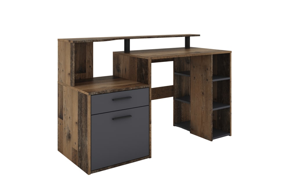 ByLiving Schreibtisch, Old Wood (Altholz-Optik), B 140, H 89, T 55 cm style modern BRAUN SPANPLATTE Jugendliche