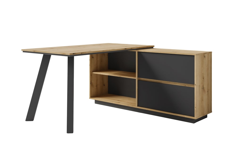 ByLiving Schreibtisch, Evoke Eiche (Eiche-Optik), 138 x 150, H 75,4cm style modern Braun Spanplatte