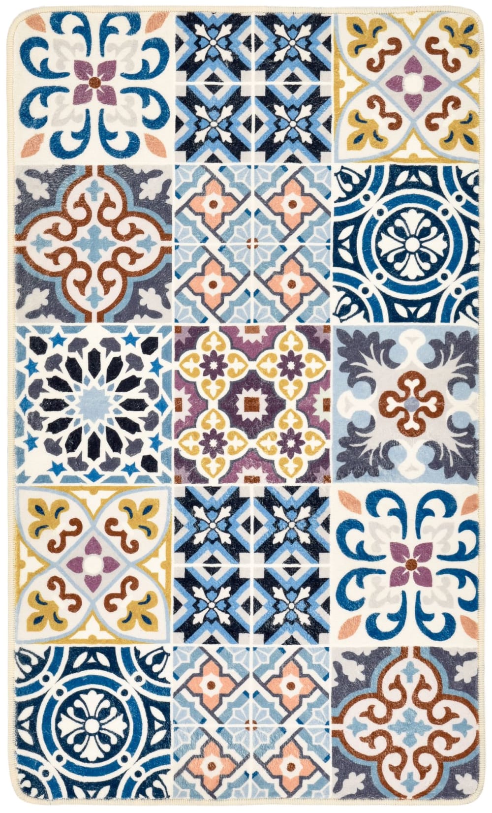 Tapis de bain moelleux - bleu multi 60x100 cm