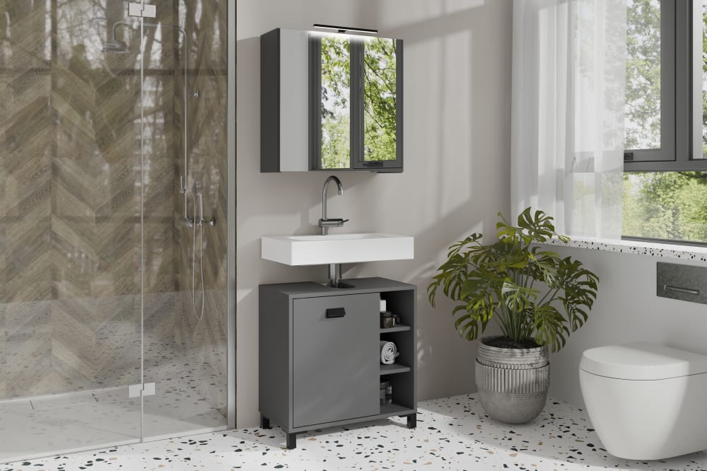 Spiegelschrank, anthrazit, B 60, H 60, T 20 cm - Maisons Du Monde