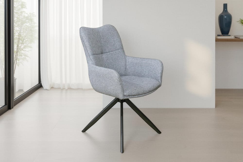 2-er Set, Stuhl, Webstoff hellgrau, B 57, H 90, T 63 cm - Maisons