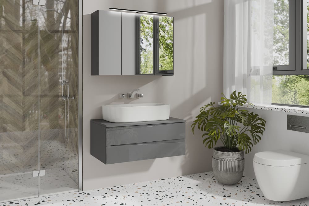 Spiegelschrank, anthrazit, B 80, H 60, T 20 cm - Maisons Du Monde