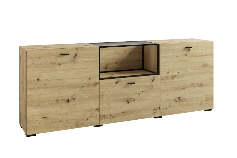 ByLiving Sideboard, Artisan Eiche (Eiche-Optik), B 200, H 75,5, T 37,5 cm style modern Braun Spanplatte