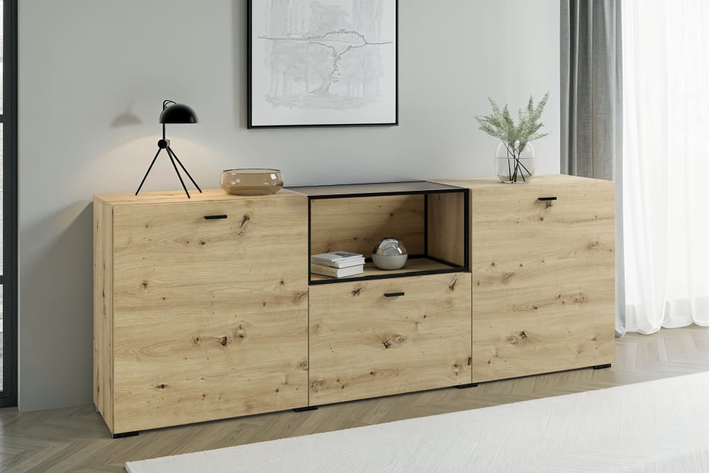 Sideboard, Artisan Eiche (Eiche-Optik), B 200, H 75,5, T 37,5 cm