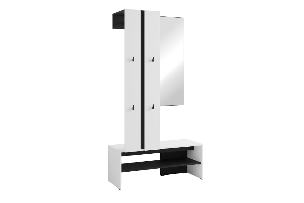 ByLiving Kompaktgarderobe, schwarz, weiß, B 100, H 186, T 40 cm style modern - Spanplatte