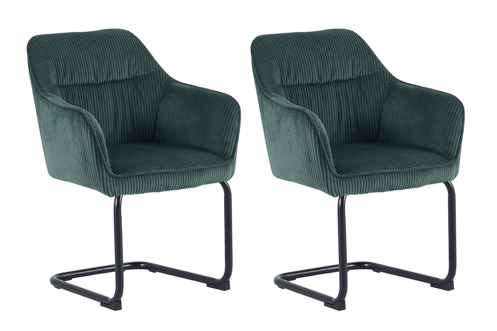 ByLiving 2-er Set, Schwinger, Grob-Cord dunkelgrün, B 60, H 85, T 59,5 cm style modern - Stoff
