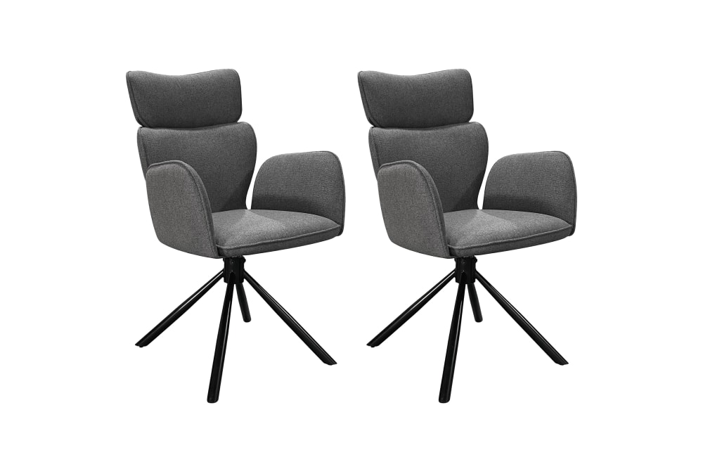 ByLiving 2-er Set, Stuhl, Webstoff anthrazit, B 60, H 93, T 61 cm style modern Grau