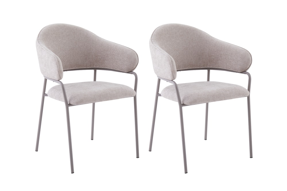 ByLiving 2-er Set, Stuhl, Webstoff taupe, B 60, H 86, T 58 cm style modern Braun