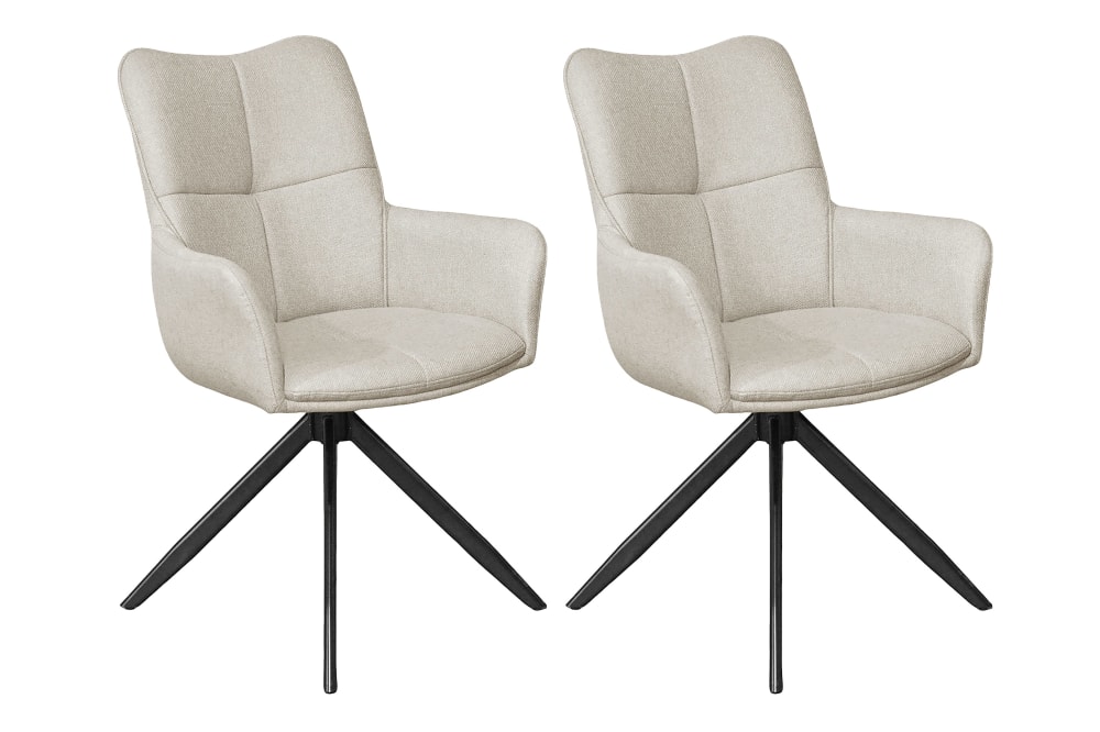 ByLiving 2-er Set, Stuhl, Webstoff taupe, B 57, H 90, T 63 cm style modern Braun