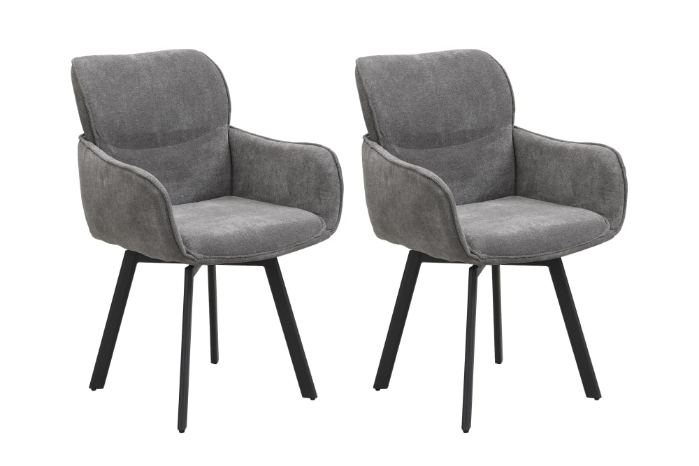 ByLiving 2-er Set, Stuhl, Webstoff dunkelgrau, B 61, H 90, T 63 cm style modern - -