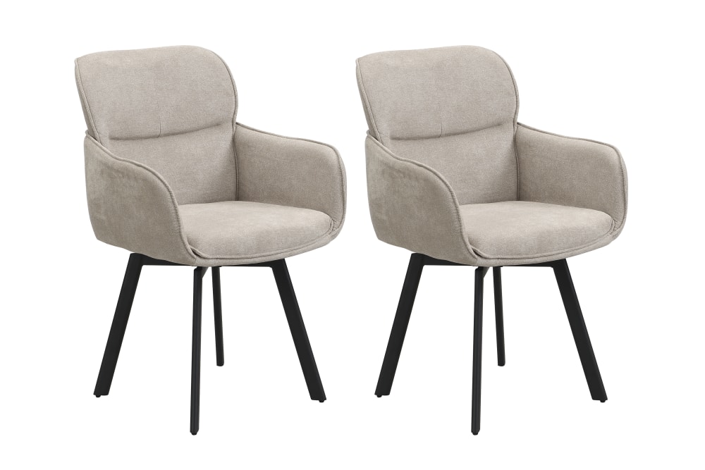 ByLiving 2-er Set, Stuhl, Webstoff taupe, B 61, H 90, T 63 cm style modern Braun