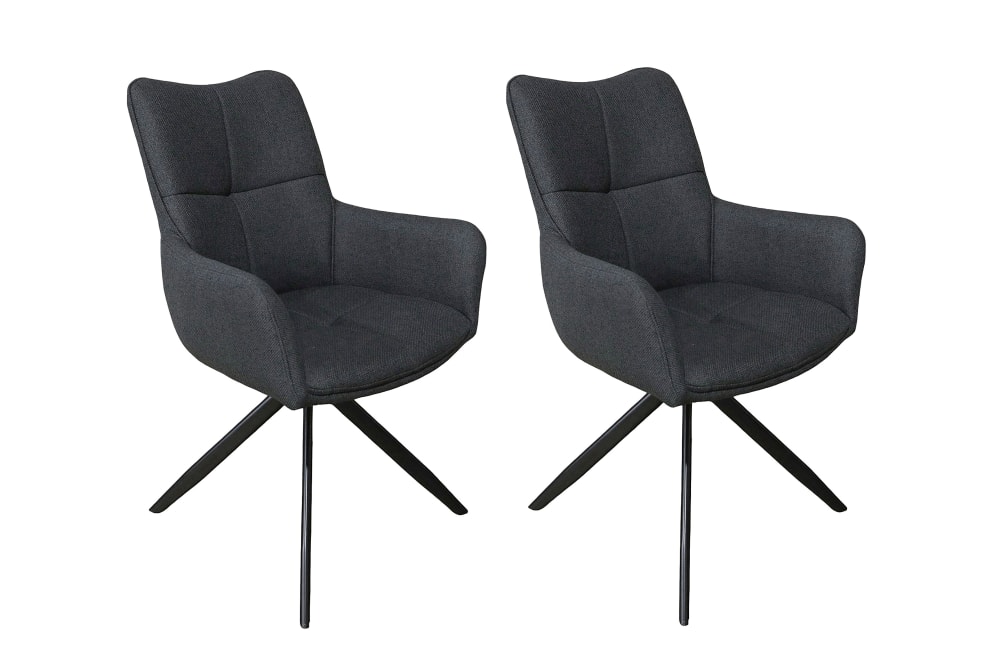 ByLiving 2-er Set, Stuhl, Webstoff dunkelgrau, B 57, H 90, T 63 cm style modern - -