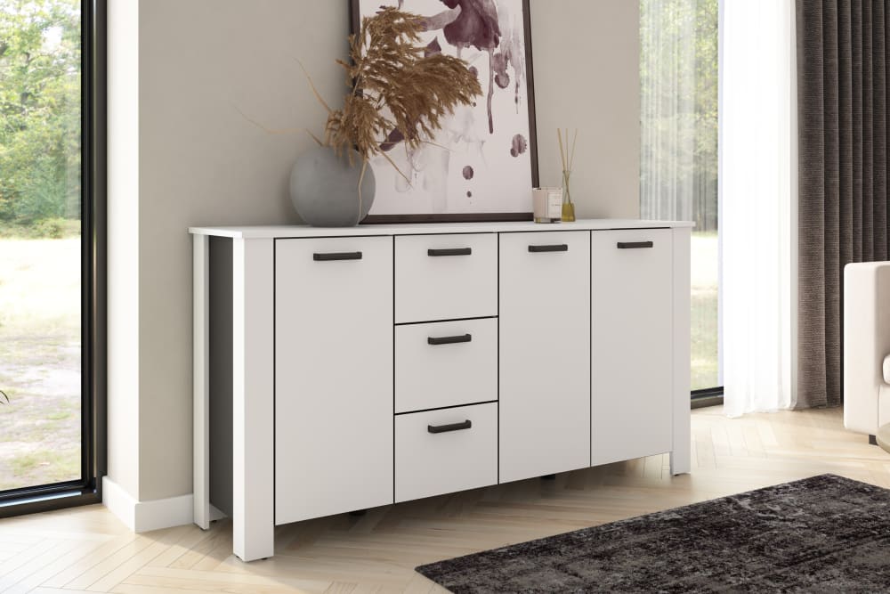 Sideboard, schwarz, weiß, B 160, H 84, T 40 cm - Maisons Du Monde