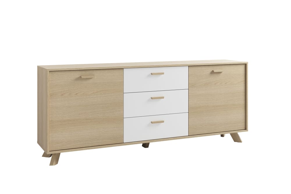 ByLiving Sideboard, weiß, Eichefarbig Bianco, B 180, H 72,5, T 36,5 cm style modern Braun Spanplatte