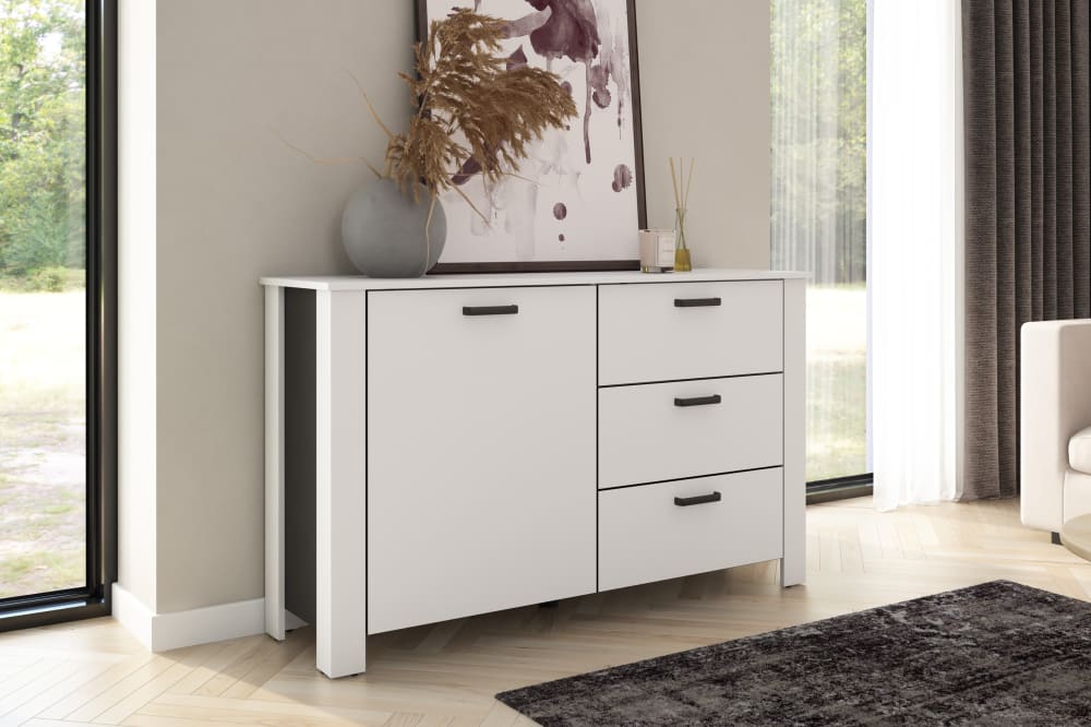 Sideboard, schwarz, weiß, B 140, H 84, T 40 cm - Maisons Du Monde